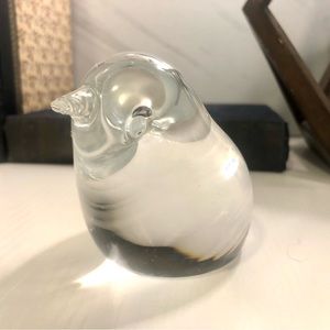 Glass Spode Sparrow Paperweight